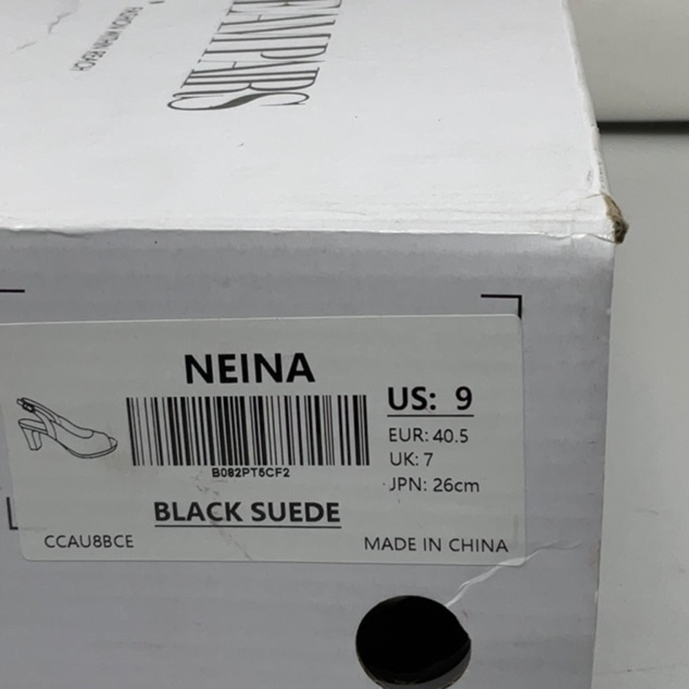 NIB women’s Dream Pairs peep toe black suede heeled shoes, size 9 - Picture 10 of 10